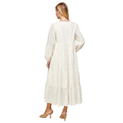 See And Be Seen Women's Cream Eyelet Lace Tiered Dress