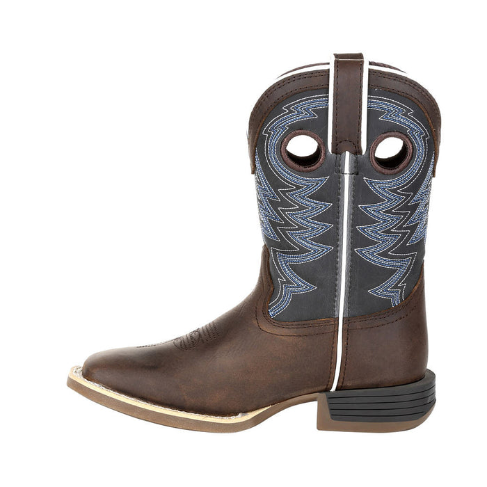 Durango Boots Kid's Lil`Rebel Pro Belgian Brown Vamp 8in Demin Blue Top