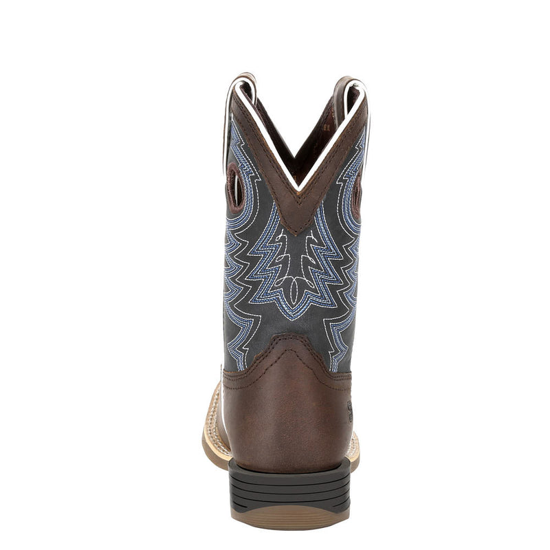 Durango Boots Kid's Lil`Rebel Pro Belgian Brown Vamp 8in Demin Blue Top