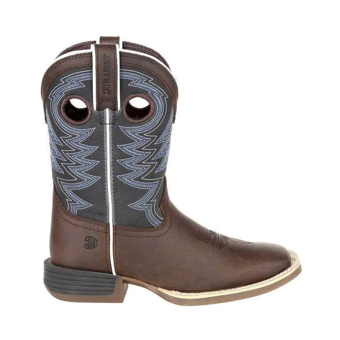 Durango Boots Kid's Lil`Rebel Pro Belgian Brown Vamp 8in Demin Blue Top