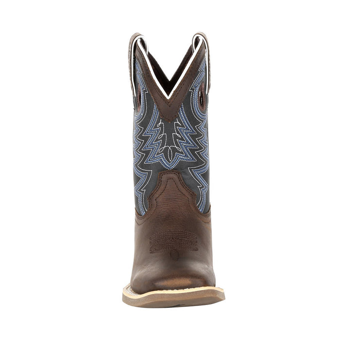 Durango Boots Kid's Lil`Rebel Pro Belgian Brown Vamp 8in Demin Blue Top