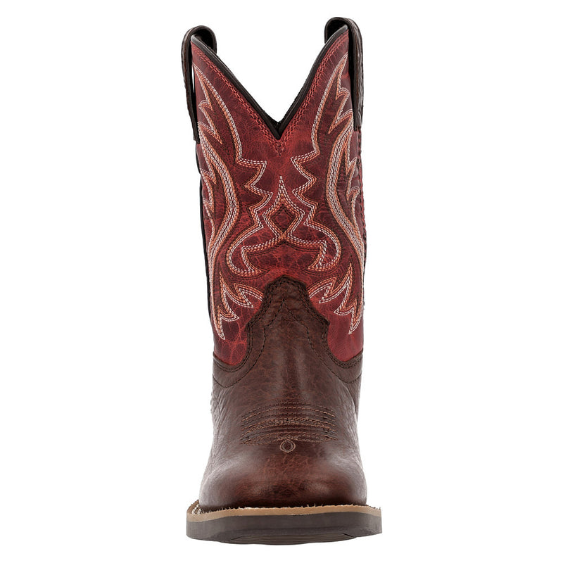 Durango Boots Children`s Shyloh Brown with Dynamite Red Shaft Square Toe Boot