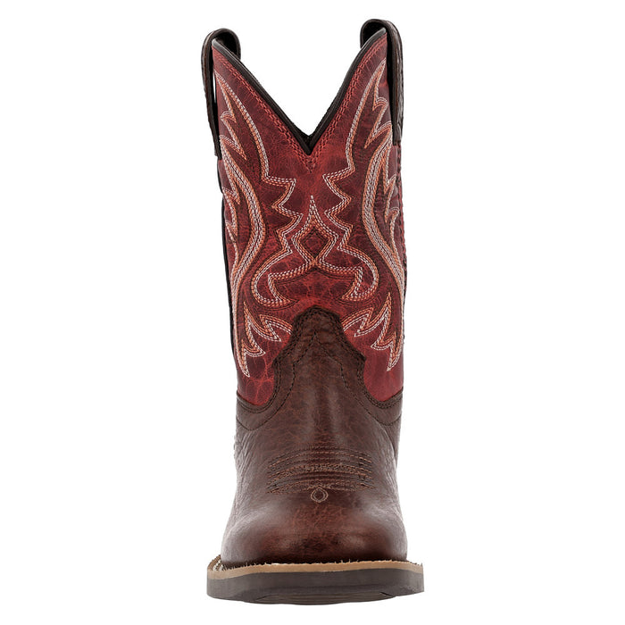 Durango Boots Children`s Shyloh Brown with Dynamite Red Shaft Square Toe Boot