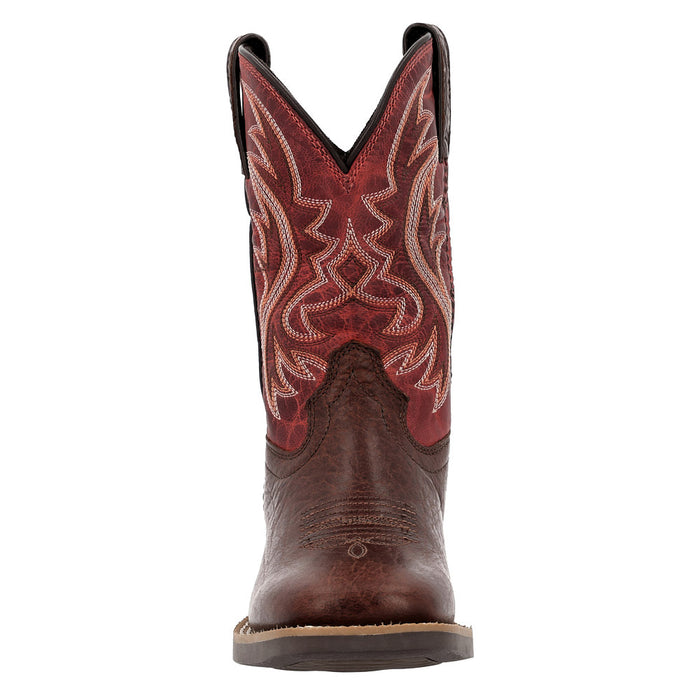 Durango Boots Youth Shyloh Brown with Dynamite Red Shaft Square Toe Boot