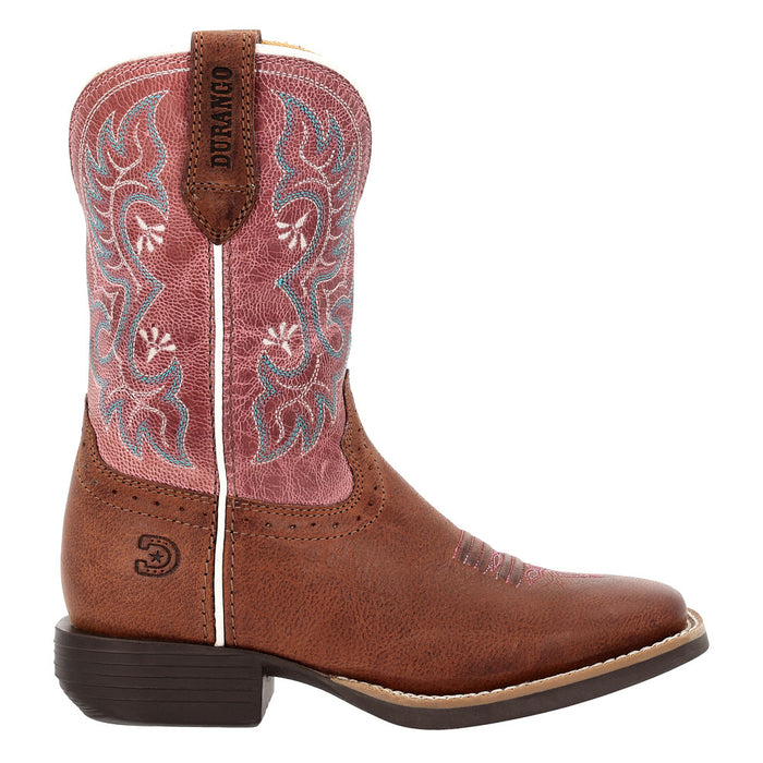 Durango Boots Children`s Shyloh Rusty Brown with Dusty Rose Shaft Square Toe Boot