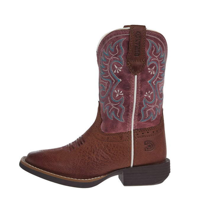 Durango Boots Youth Shyloh Rusty Brown with Dusty Rose Shaft Square Toe Boot