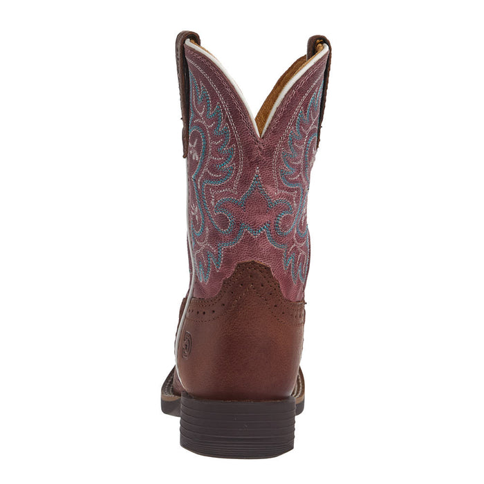 Durango Boots Youth Shyloh Rusty Brown with Dusty Rose Shaft Square Toe Boot