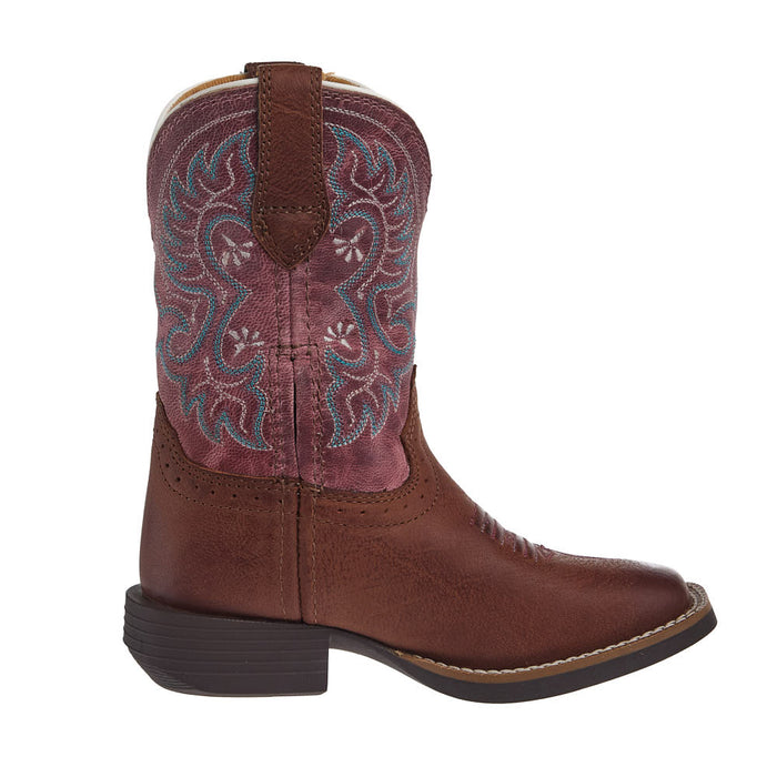 Durango Boots Youth Shyloh Rusty Brown with Dusty Rose Shaft Square Toe Boot