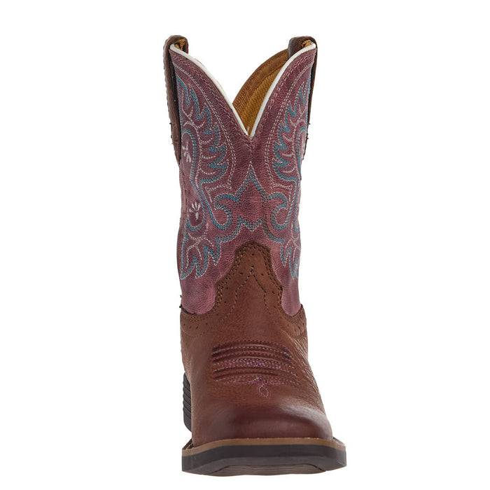 Durango Boots Youth Shyloh Rusty Brown with Dusty Rose Shaft Square Toe Boot