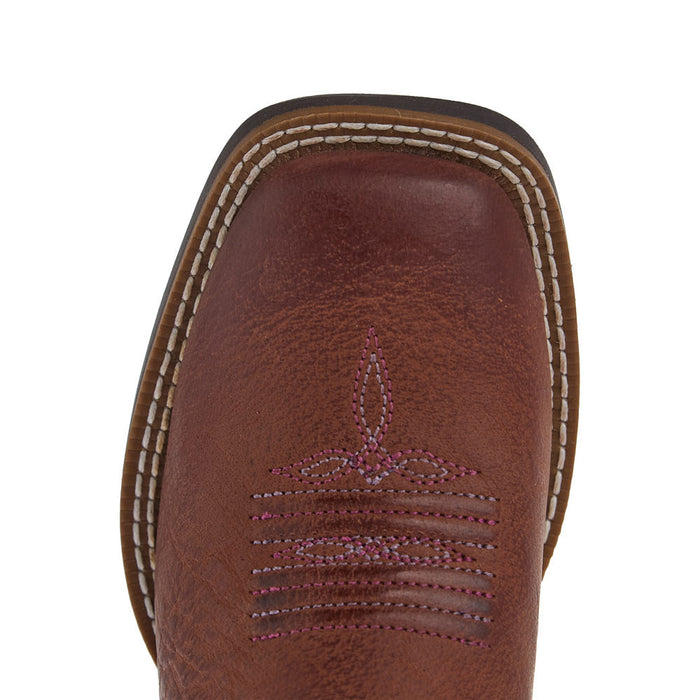 Durango Boots Youth Shyloh Rusty Brown with Dusty Rose Shaft Square Toe Boot