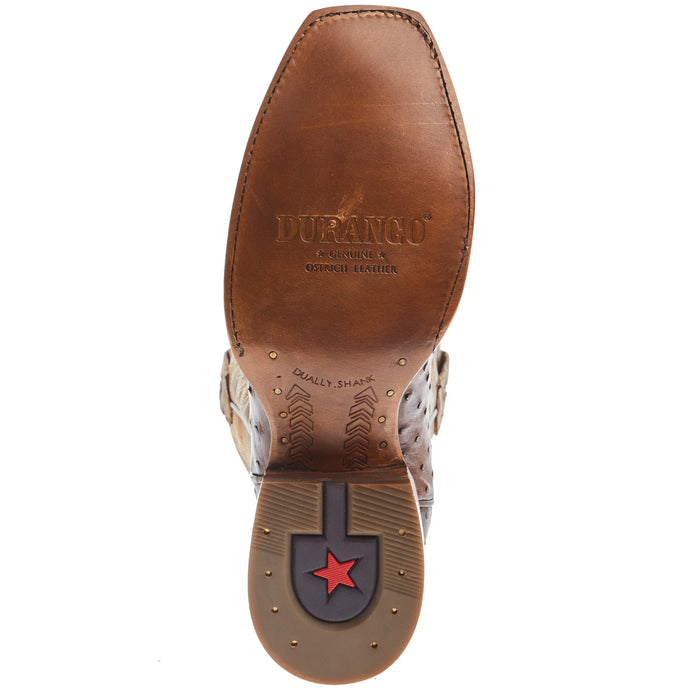 Durango Boots Mens PRCA Kango Tobacco Full Quill Ostrich 13in Rust Top