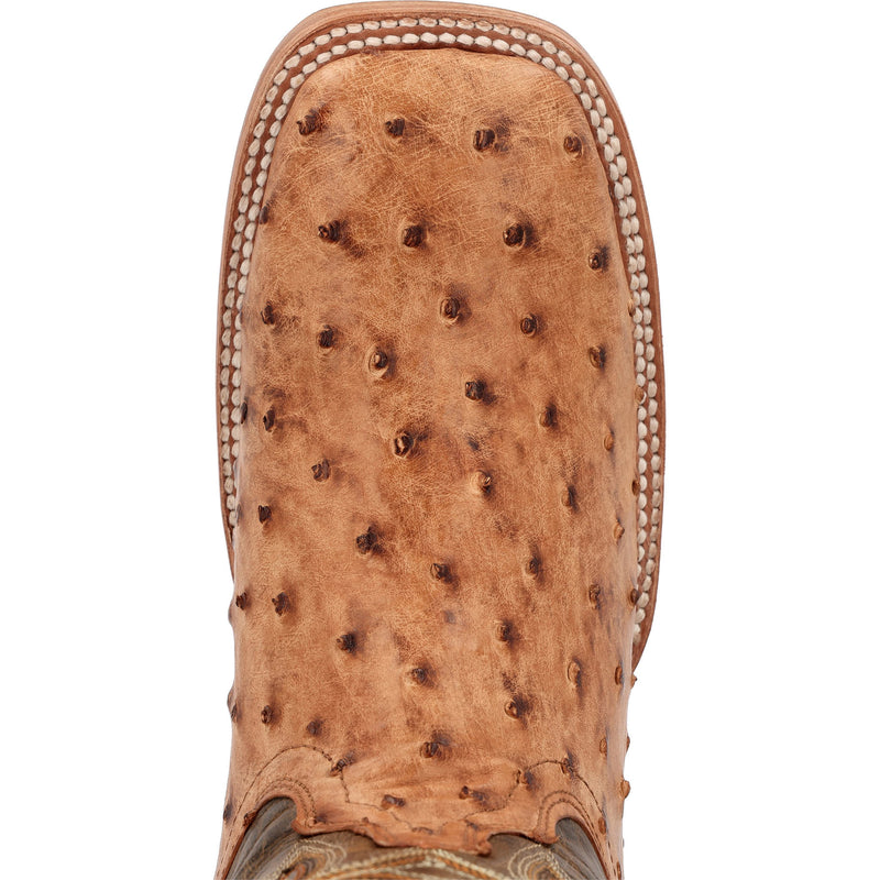 Durango Boots Men`s PRCA Full Quill Ostrich 13in Antiqued Saddle Top Boot