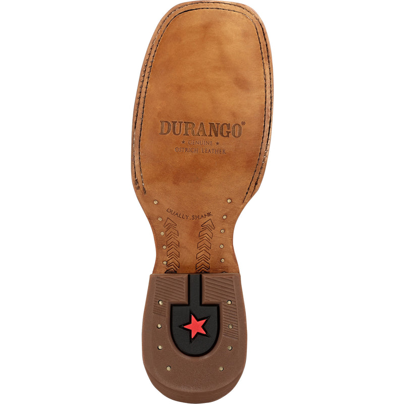 Durango Boots Men`s PRCA Full Quill Ostrich 13in Antiqued Saddle Top Boot