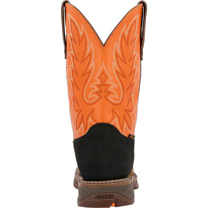 Durango Boots Men's Workin Rebel Coffee Vamp 11in Monarch Orange Steel Toe