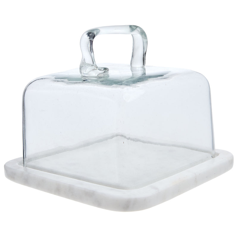 Creative Co-Op Glass Cloche with Marble Base