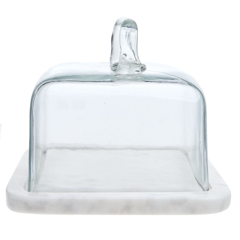Creative Co-Op Glass Cloche with Marble Base