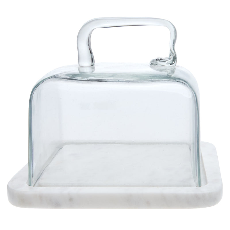 Creative Co-Op Glass Cloche with Marble Base
