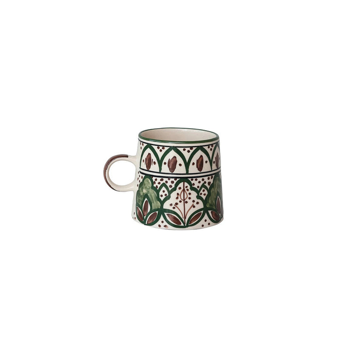 Creative Co-Op Cream/Brown/Green Stoneware Mug