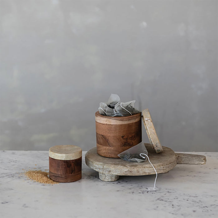 Creative Co-Op Acacia Wood Container w/ Lid