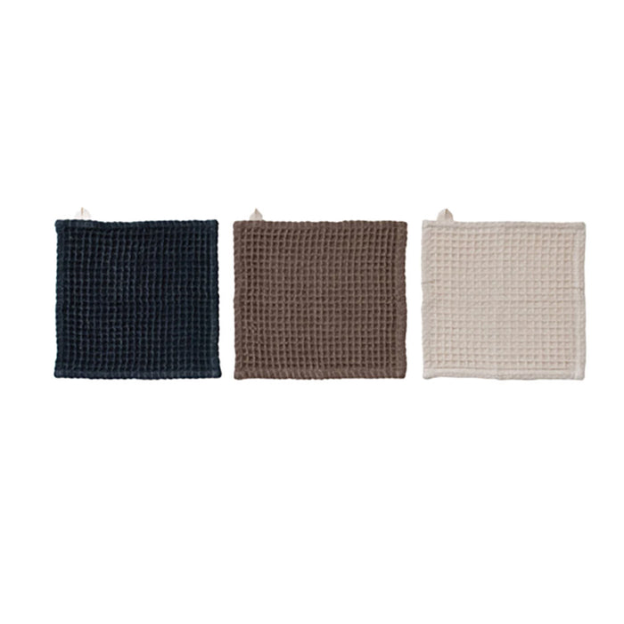 Creative Co-Op Waffle Weave Dish Cloths with Cheese/Serving Board