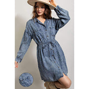 Ee Some Womens Denim Straw String Mini Dress
