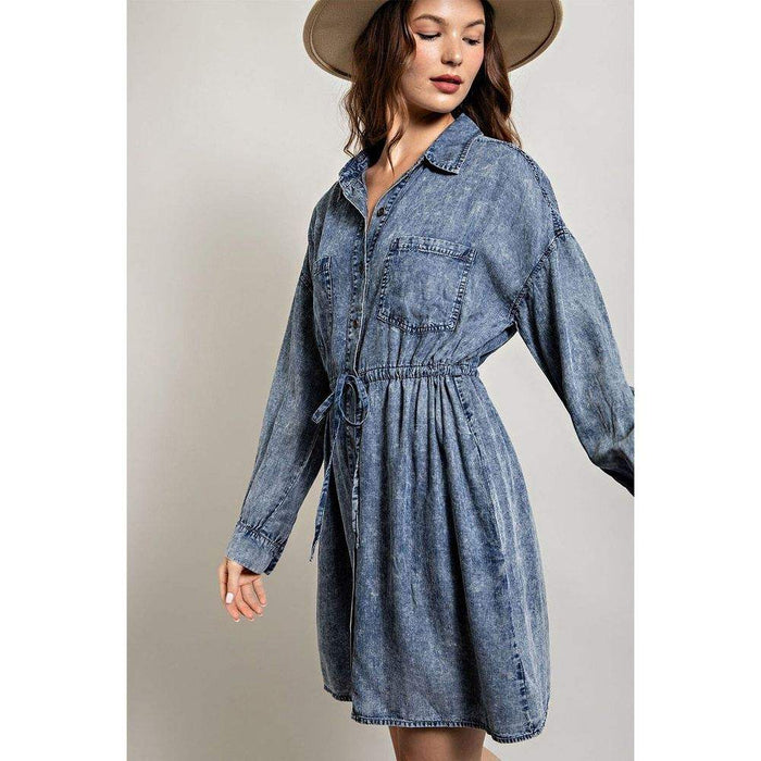 Ee Some Womens Denim Straw String Mini Dress