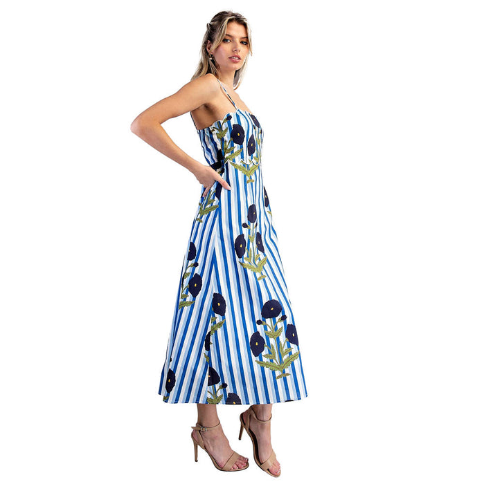 Ee Some Women's Ocean Bloom Striped Maxi Dress