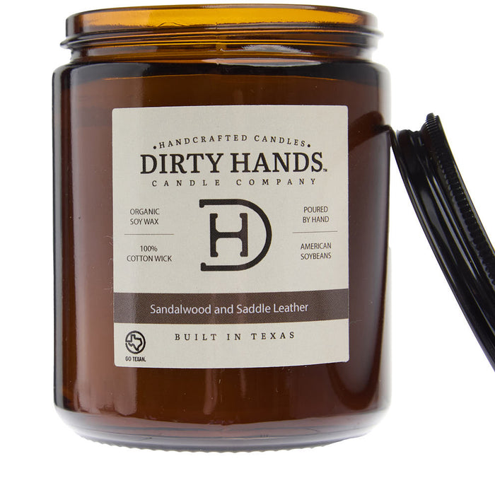 Dirty Hands Candle Company 8oz Sandalwood and Saddle Leather Candle