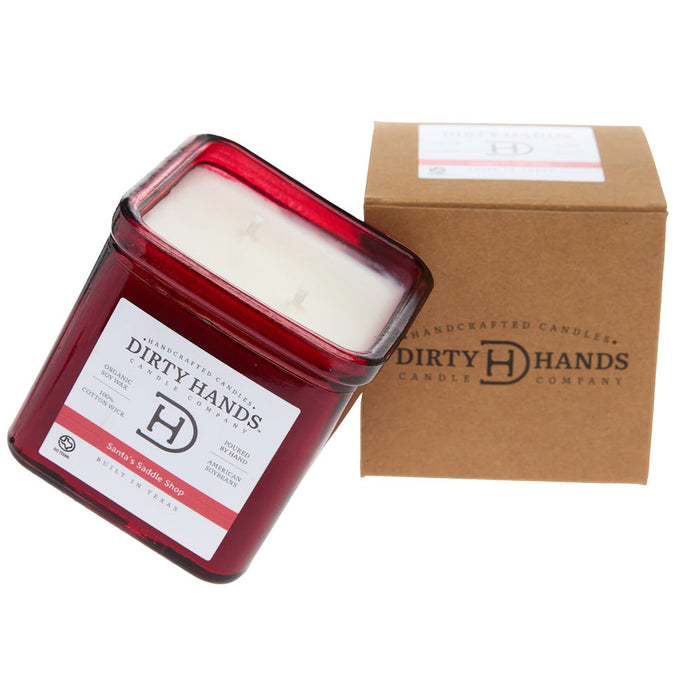 Dirty Hands Candle Company 9oz Santas Saddle Shop Square Candle