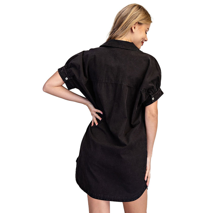 Ee Some Women's Ash Black Mini Shirt Dress