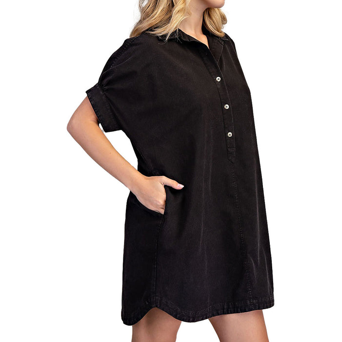 Ee Some Women's Ash Black Mini Shirt Dress