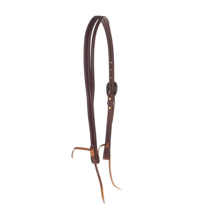 Cowperson Tack Dark Leather Silver Feather Buckle 3/4 inch Slit Ear Headstall