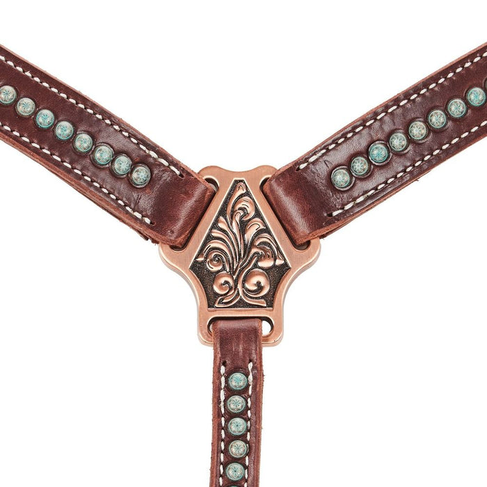 Cowperson Tack Patina Copper Spots Dark Leather Breast Collar