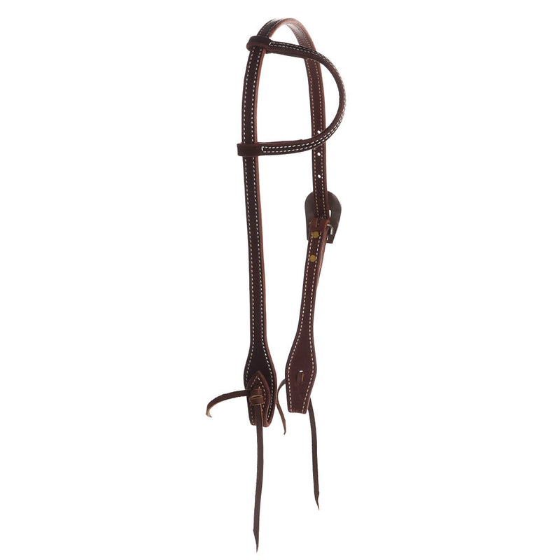 Cowperson Tack Dark Leather Single Ear Headstall with Floral Buckle