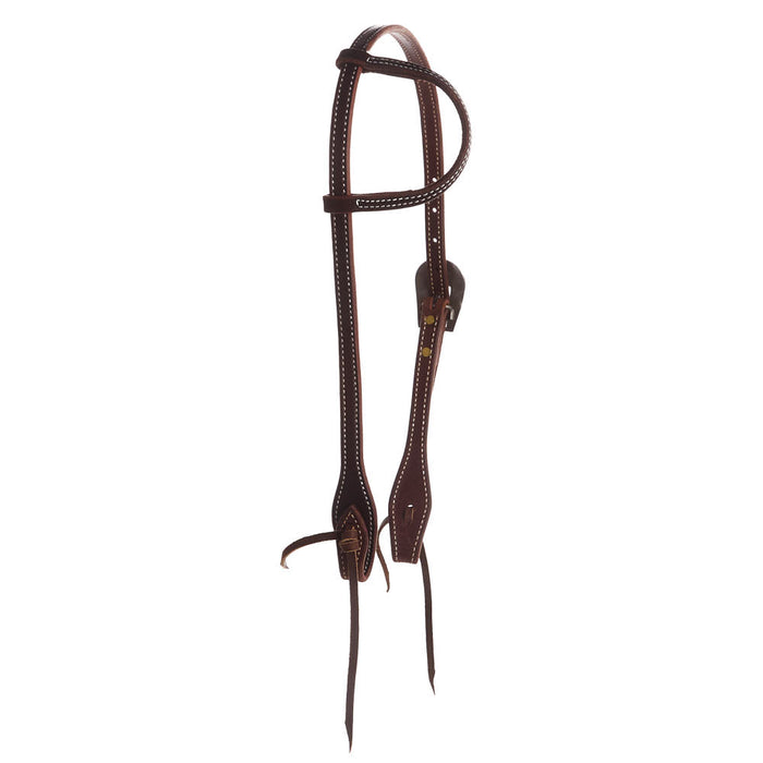 Cowperson Tack Dark Leather Single Ear Headstall with Floral Buckle