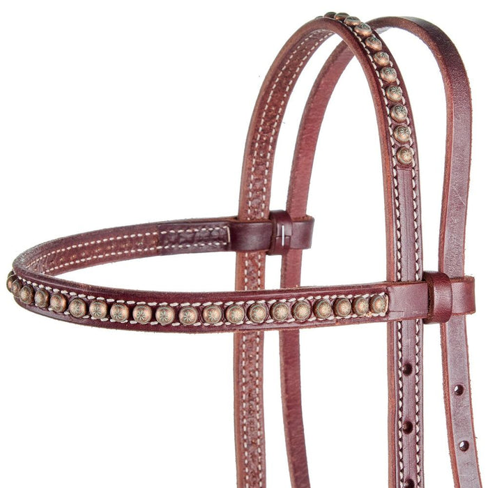 Cowperson Tack 5/8 Inch Leather Browband Headstall with Patina Dots