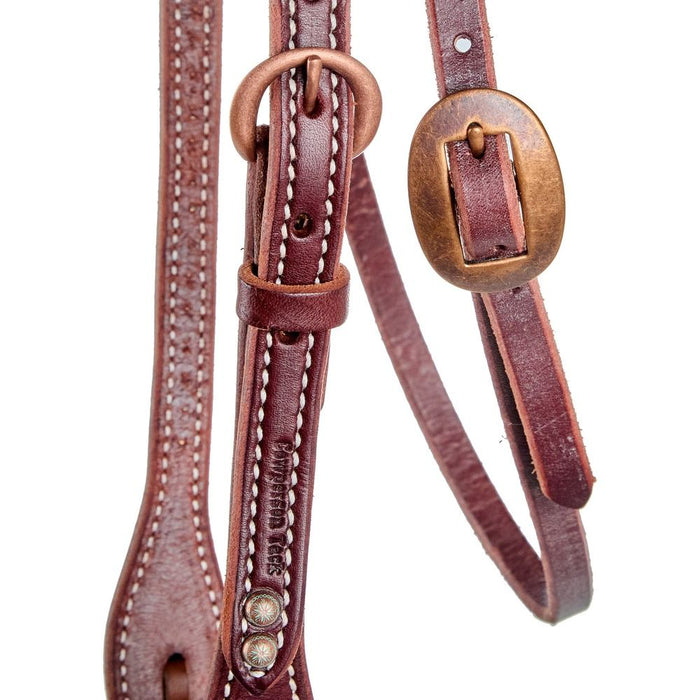 Cowperson Tack 5/8 Inch Leather Browband Headstall with Patina Dots