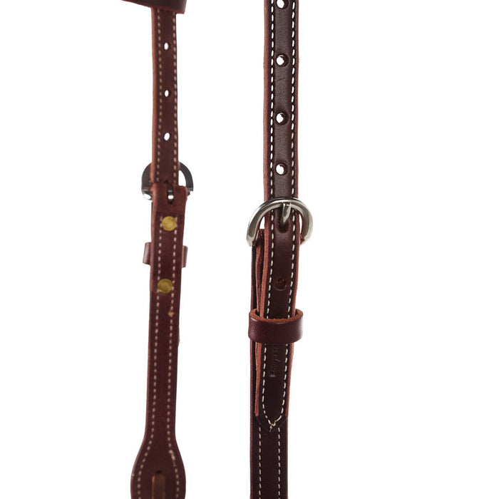 Cowperson Tack Dark Leather Double Buckle Slide Ear Headstall