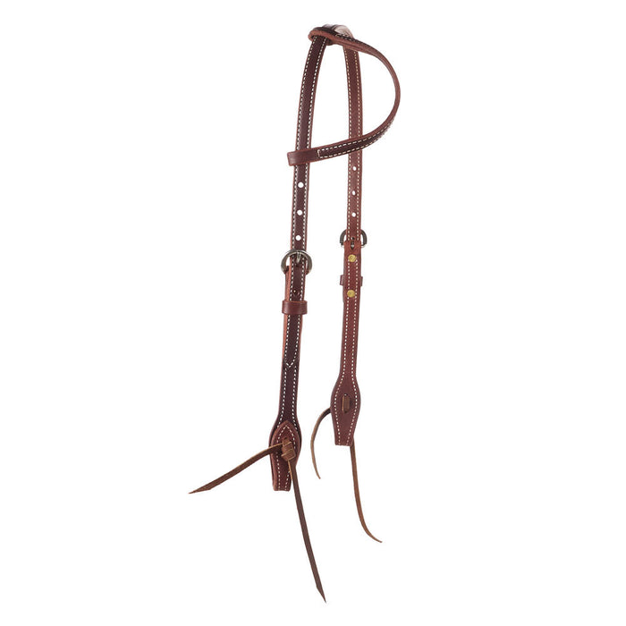 Cowperson Tack Dark Leather Double Buckle Slide Ear Headstall