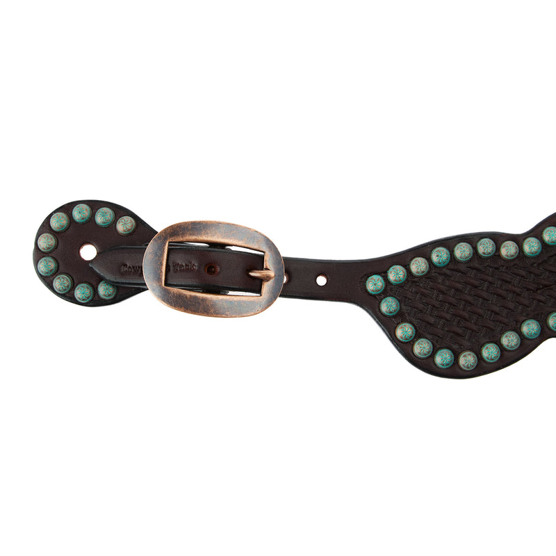 Cowperson Tack Copper Patina Basket Stamp Ladies Spur Straps