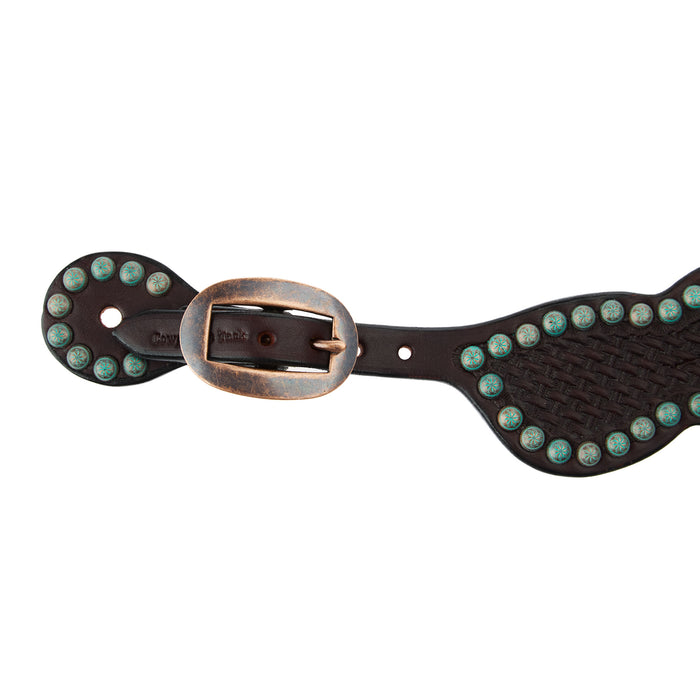 Cowperson Tack Copper Patina Basket Stamp Ladies Spur Straps