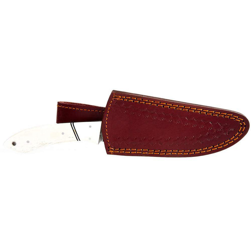 Western Fashion Rite Edge Damascus DM Bone Handle Skinner 7in Knife w/Sheath DM-1073BO
