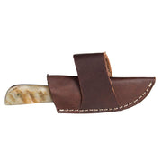 Western Fashion Damascus Mini Ram Horn Bone Handle Knife w/Sheath