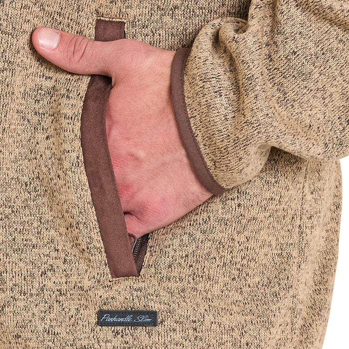 Panhandle Men's Tan Melange Henley Pullover