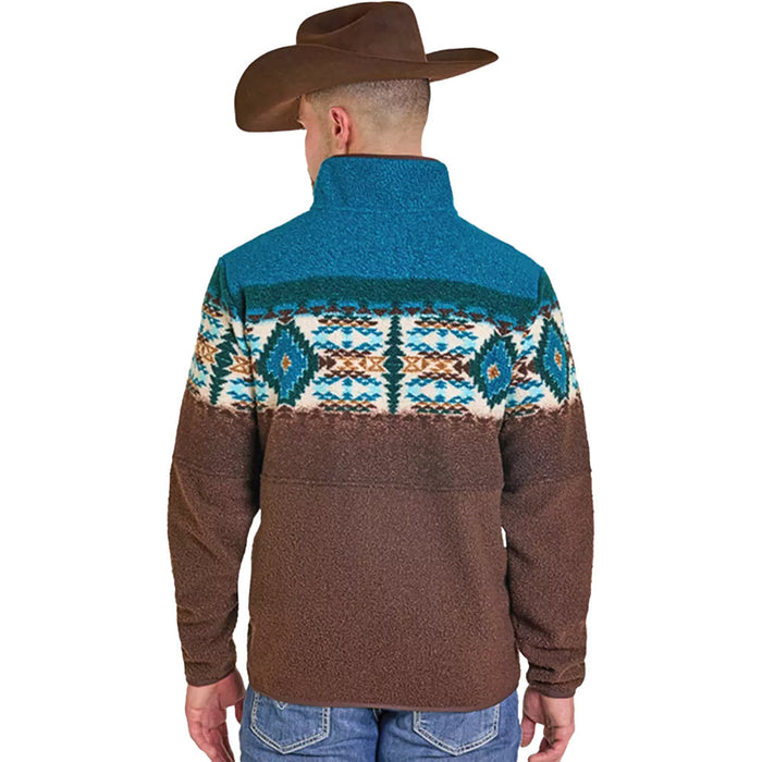 Rock & Roll Denim Men's Brown Fleece Border Aztec Pullover