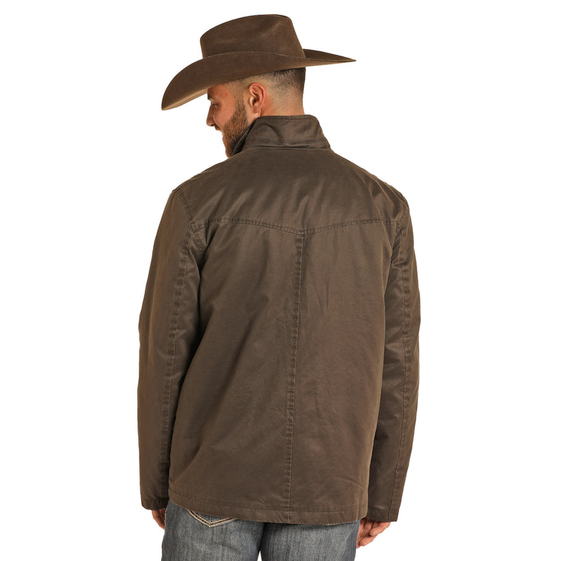 Panhandle Brown Oil Skin Jacket w/Corduroy Trim