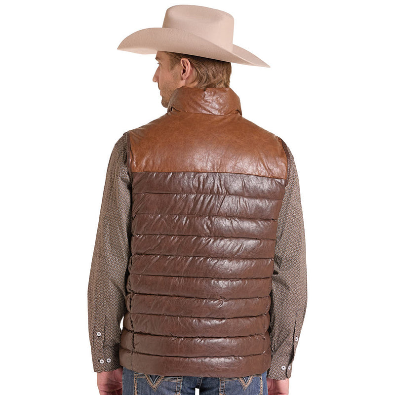 Rock & Roll Denim Men's Chocolate Faux Leather Vest
