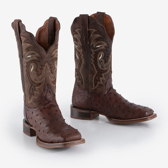 Dan Post Chocolate Kylo Full Quill Ostrich Boots