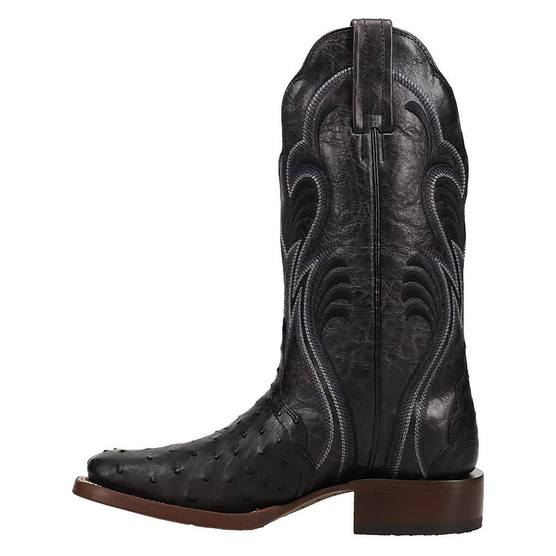 Dan Post Women's Reese Black Full Quill Ostrich Vamp 12in Black Top Boot