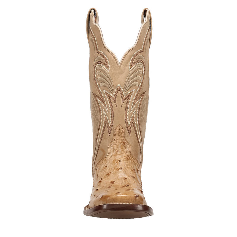 Dan Post Women's Tan Full Quill Ostrich Vamp 12in Cream Top Boot